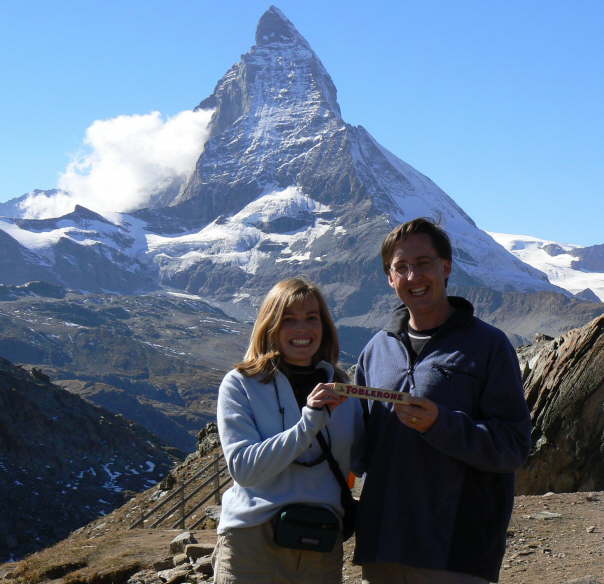 Eating Toblerone at foot of Matterhorn