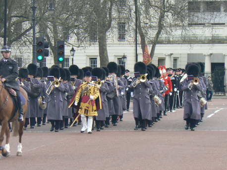 Surpise display by a Marching band outside Buckingham Palace