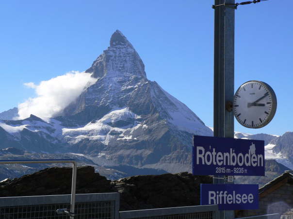 So Swiss... Matterhorn, a clock and high altitude
